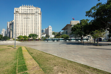 Square in the center of Rio de Janeiro, port area, coast of Brazil