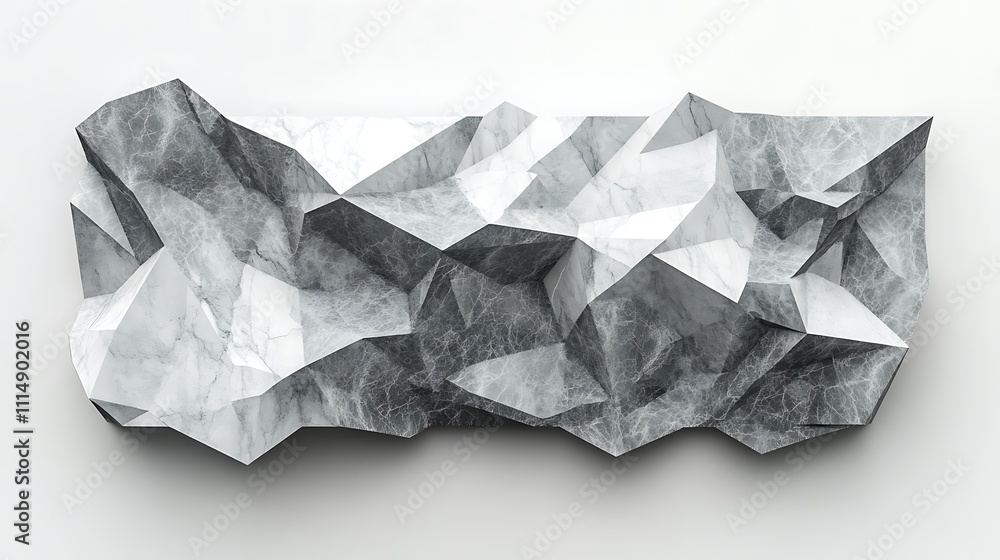 Poster a geometric, abstract representation of a marble-like surface with sharp, angular facets.