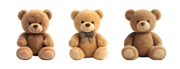 Cute Teddy Bears on Transparent Background