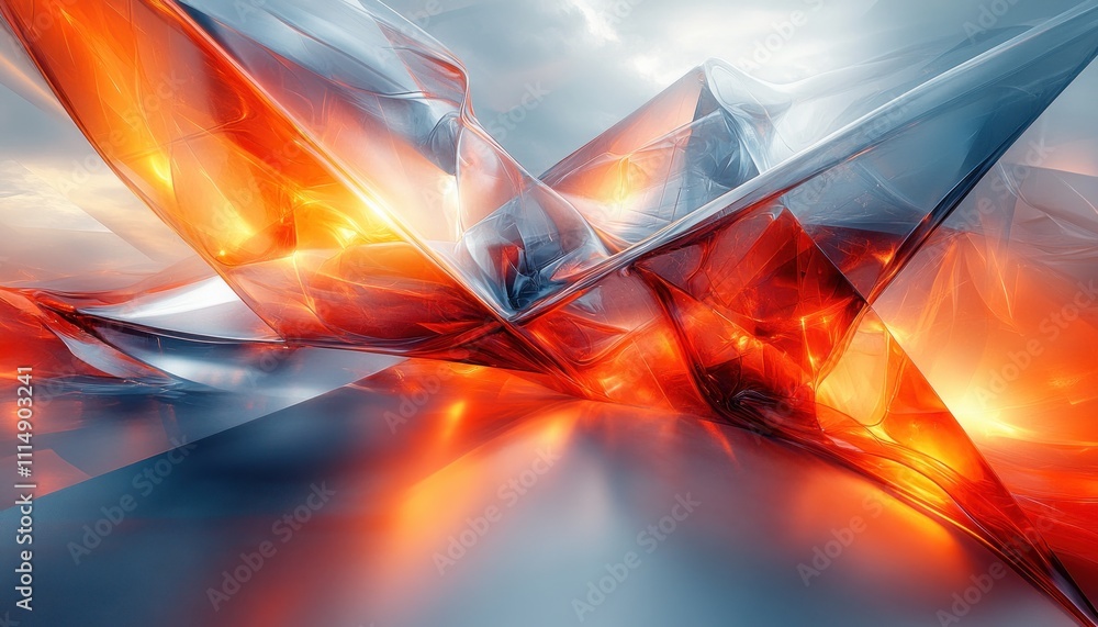 Poster futuristic abstract geometric art with dynamic angles and depth illumination