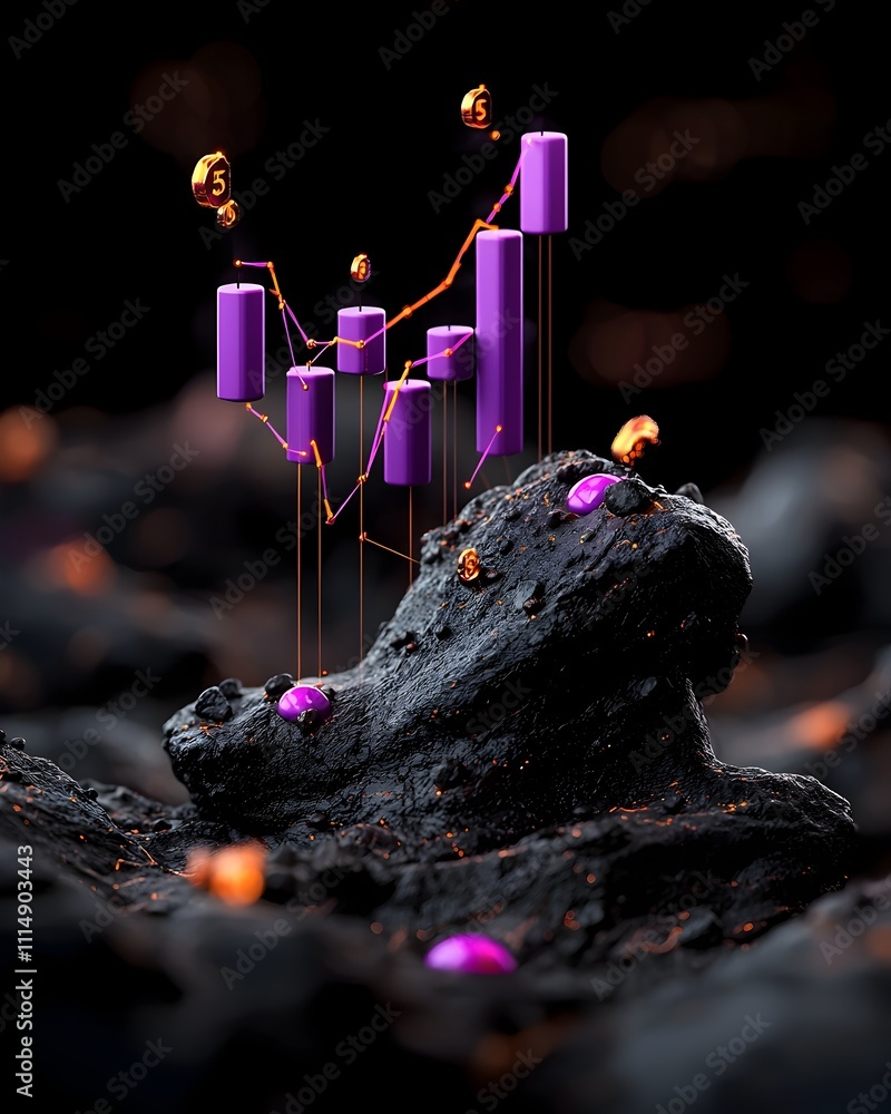 Poster captivating 3d visualization of vibrant data driven infographic graphs against a mysterious dark bac