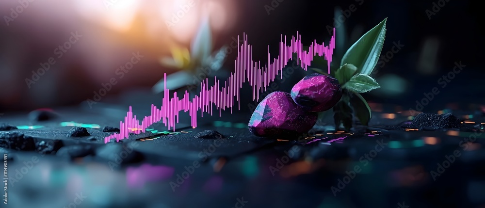 Poster mesmerizing purple data visualization chart on shadowy background comprehensive financial and econom