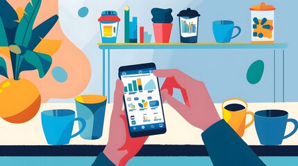Set of vector icons for business, technology, and social media