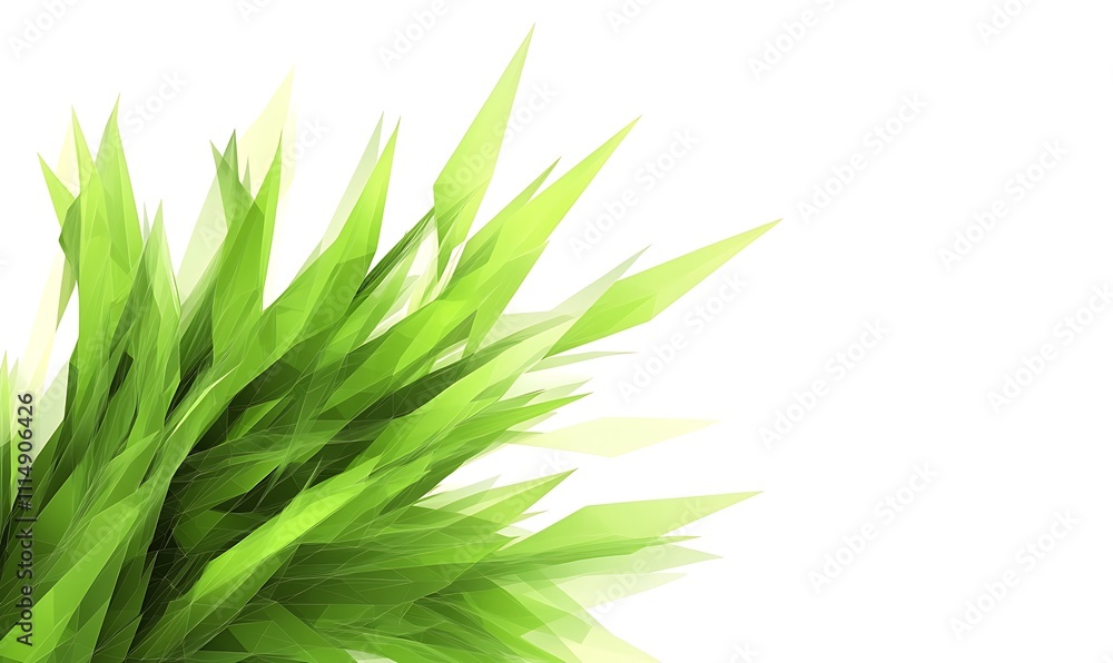 Poster abstract green grass design with sharp angles on a white background.