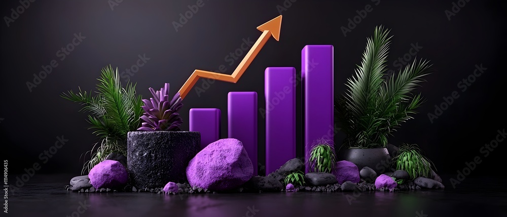 Poster sleek and refined statistical graph chart on sombre shadowy background with placeholder comprehensiv