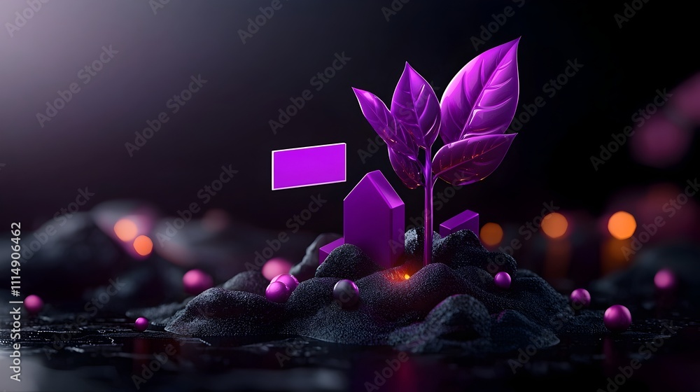 Aufkleber sleek and sophisticated 3d infographic depicting a stylish purple business chart with intricate data