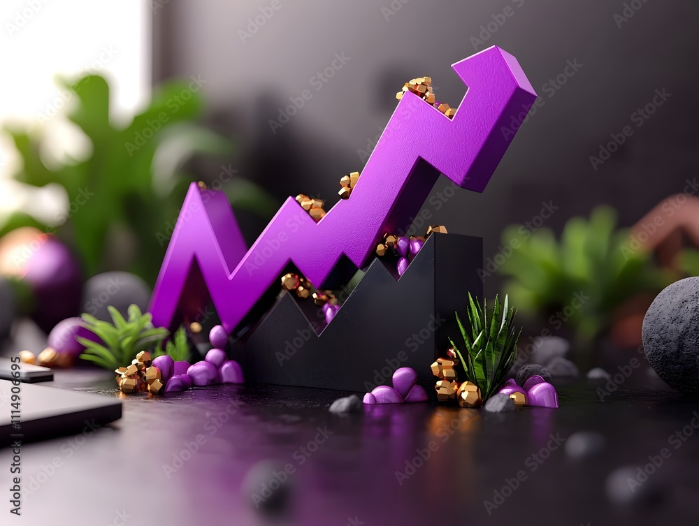 Poster innovative purple line graph depicting business growth and abstract data visualization created with 