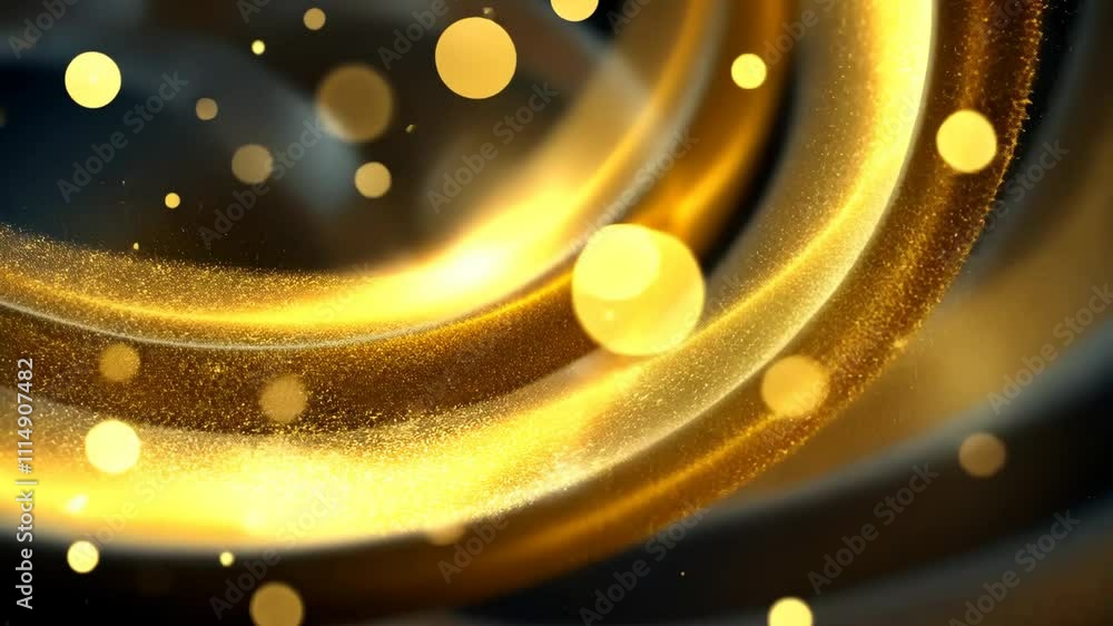 Poster golden swirls and shimmering lights create a mesmerizing abstract background effect