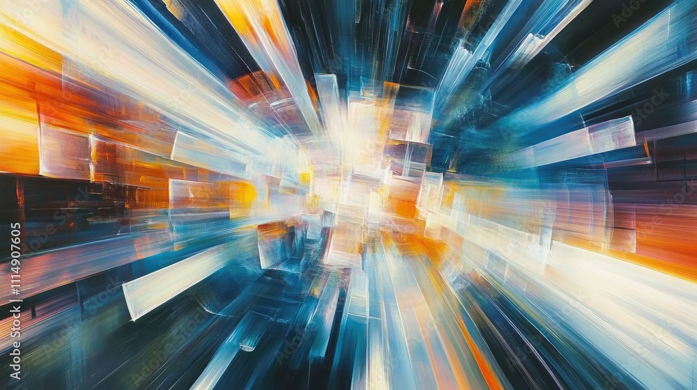Aufkleber a vibrant abstract composition of rectangular shapes radiating energy and light, evoking a sense of 