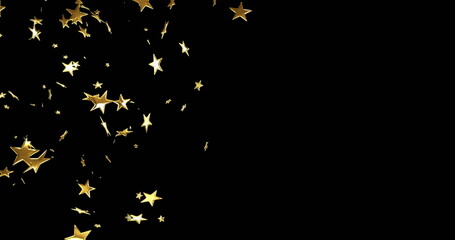 Fototapeta premium Image of golden stars on black background