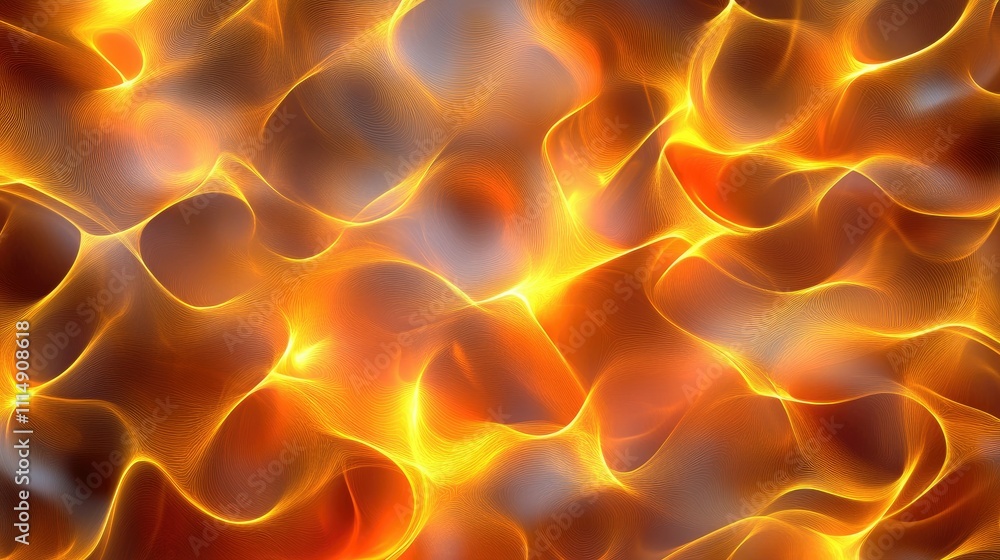 Fototapete Abstract glowing shapes in a bright and energetic pattern, symbolizing movement and depth through radiant light in a dynamic visual experience.
