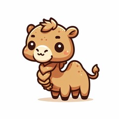 Obraz premium Chibi Camel Illustration in Flat Style on White Background
