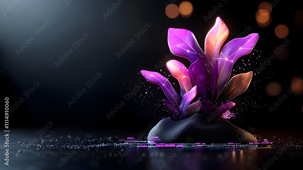 Poster refined purple business chart on dark backdrop with copy space showcasing a profit and investment me