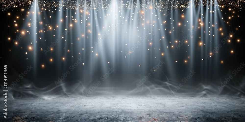 Aufkleber a dramatic stage setting with bright beams of light and sparkling effects, creating an enchanting at