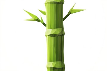 Obraz premium A stylized, geometric representation of a green bamboo plant on a white background.