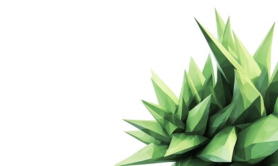 Fototapeta premium A stylized, geometric representation of green plant foliage against a white background.