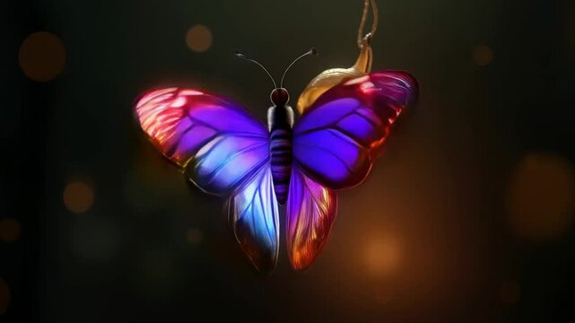 transforming of butterfly A chrysalis hanging in the darkness, with a vibrant butterfly emerging into the light