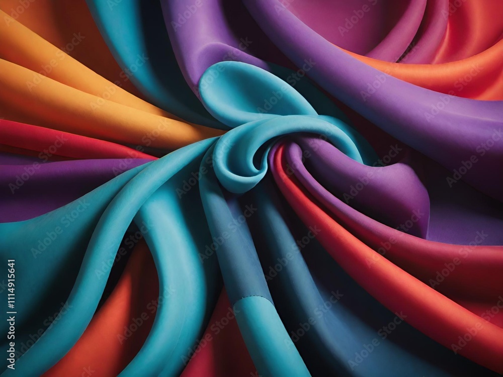 Poster abstract background with a spiral of a colorful fabric texture
