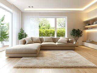 Obraz premium Modern Elegance: A Contemporary Living Room with Sophisticated Accents