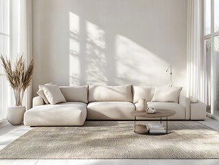 Fototapeta premium Modern Elegance: A Contemporary Living Room with Sophisticated Accents