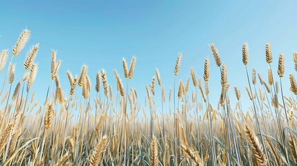 Wheat Fields Under Clear Blue Sky