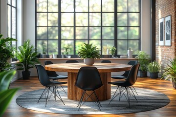 Modern Light Office Interior with Panoramic Windows and Sleek Design