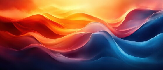 Fototapeta premium Vibrant Abstract Composition with Smooth Blue Orange Gradients and Dreamlike Atmosphere