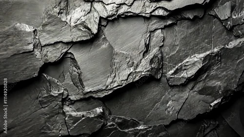 Poster textured dark slate surface with layered rock formations in natural patterns