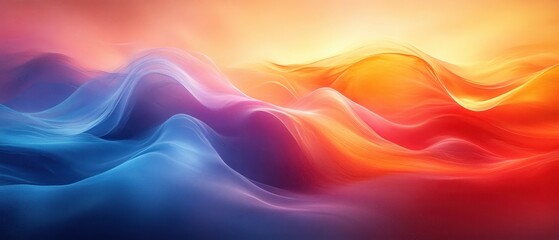 Fototapeta premium Vibrant Abstract Gradient Composition Deep Blue Bright Orange Flowing Colors Poster Background