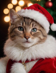 Santa Cat: Adorable Feline Dressed as Santa Claus for the Holidays