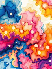 Fototapeta premium Abstract colorful watercolor background with intricate patterns and shapes, intricate pattern, creative element, abstract shapes, abstract colorful watercolor