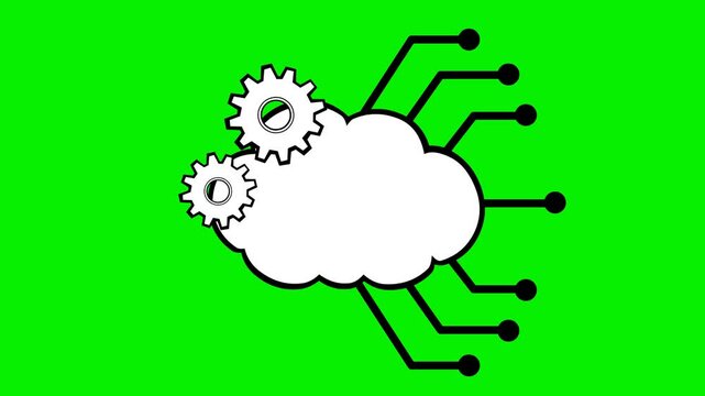 video animation black and white icon api web concept, on a green chroma key background