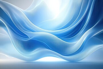 Obraz premium Futuristic Abstract Geometric Background with Blue and White Curves and Soft Gradients for Presentations