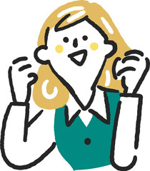 ガッツポーズを取る女性事務員　ストックイラスト素材
