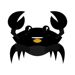 Vector Cute Smiling Black Crab on White Background