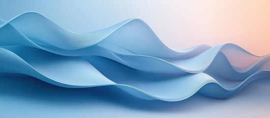 Obraz premium Modern Abstract Blue Waves Composition with Smooth Curves and Gradients