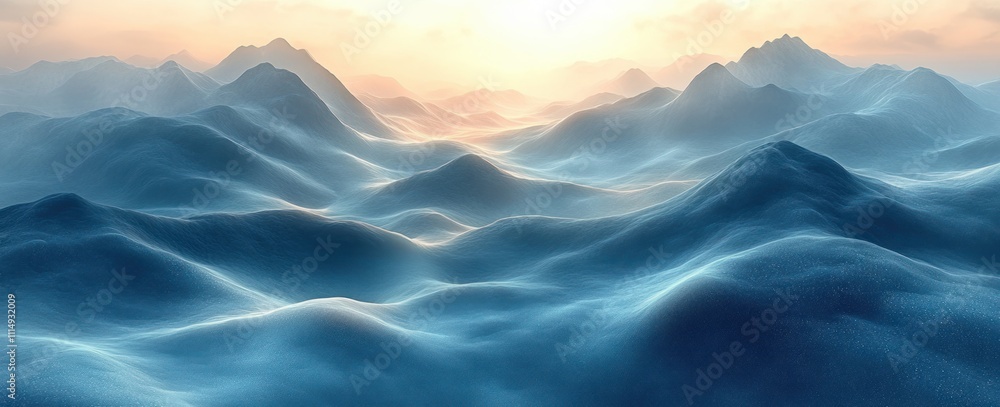 Poster serene abstract tranquil landscape with smooth curves and soft ambient lighting