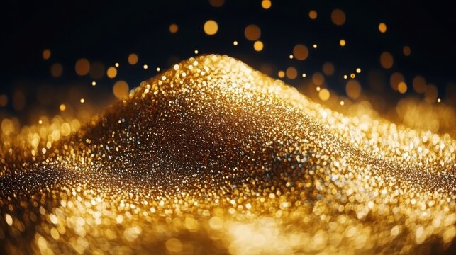 A radiant abstract backdrop with festive gold highlights and sparkling bokeh effects capturing the excitement of New Year's Eve parties.