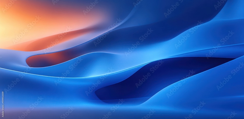 Poster futuristic blue gradient background with smooth flowing curves and soft lighting