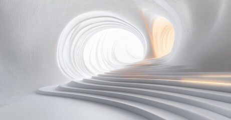 Obraz premium Minimalist White Curves Abstract Design Flowing Background