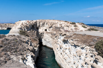 Papafragas Caves, Milos, Cyclades Islands. Greece.
