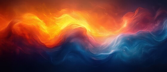 Obraz premium Vibrant Abstract Composition Dynamic Orange Blue Colors Dreamlike Impressionist Background