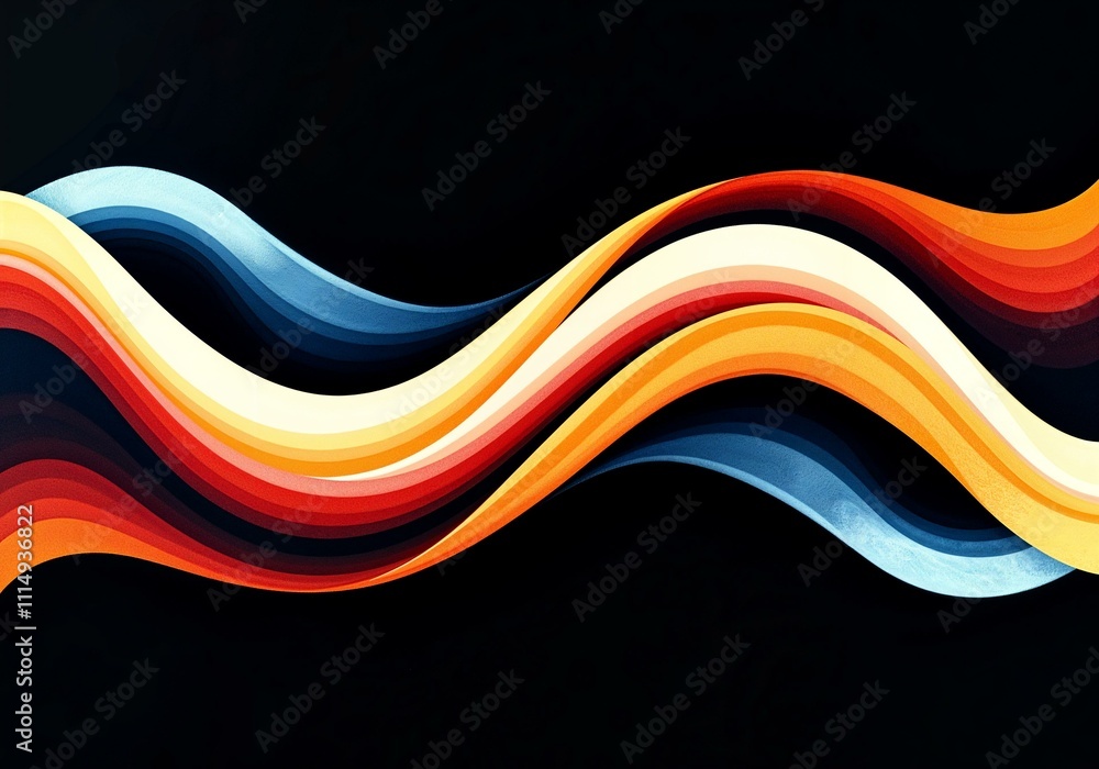 Poster abstract digital artwork with vibrant gradient wave pattern on dark background