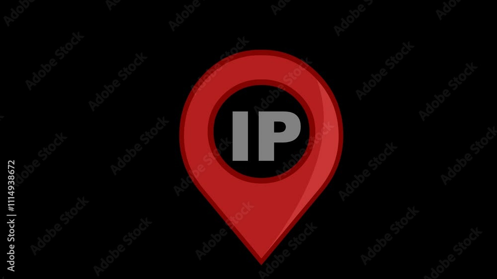 Poster video animation text and symbol ip connection, on a transparent background with alpha channel at zer