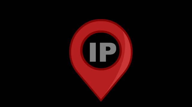 video animation text and symbol ip connection, on a transparent background with alpha channel at zero