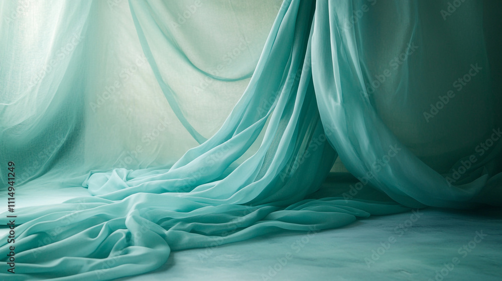 Poster soft flowing fabrics create an elegant atmosphere in a serene setting