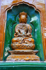 Obraz premium glazed Buddha on the wall of the Wisdom-Sea Temple, The Liangless Buddha Temple at the top of Wanshou Mountain in Summer Palace in Beijing.