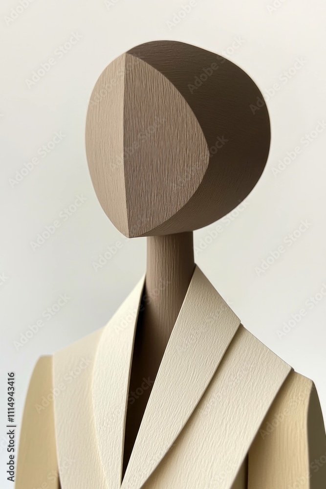 Aufkleber minimalistic abstract figure in neutral tones, showcasing a modern design with smooth lines and geom