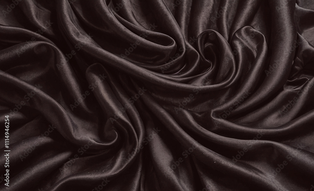 Aufkleber Piece of black fabric with a pattern. The fabric is rolled up and has a shiny appearance