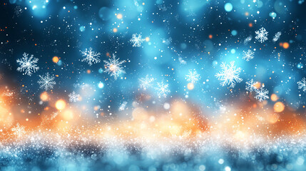 Fototapeta premium A blurred background of falling snowflakes an